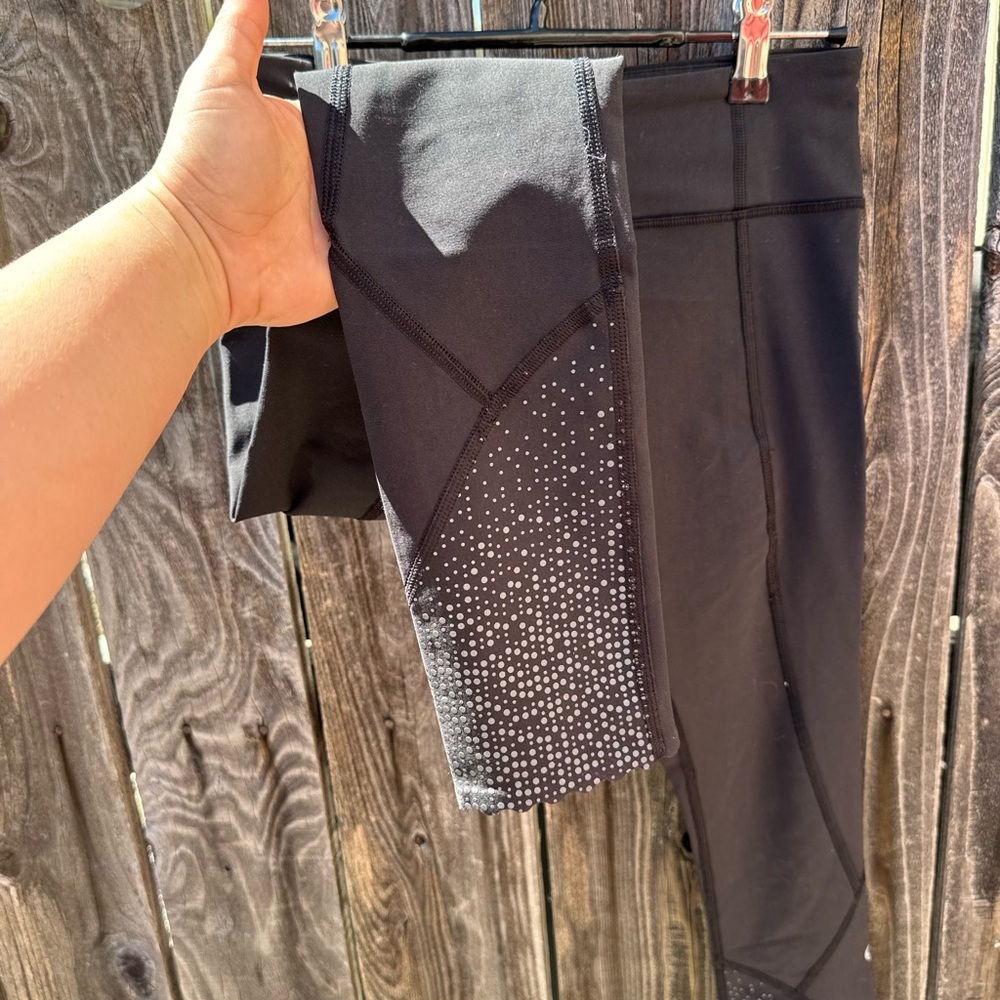 Lululemon Athletica Black Silver Tight Stuff Full Length Reflective Leggings 6 - Picture 9 of 14
